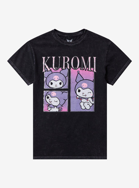 Kuromi Faded Print Foil Girls T-Shirt