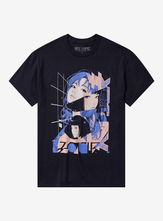 Space Symphony Anime Girl Collage T-Shirt By Alejandro Pais