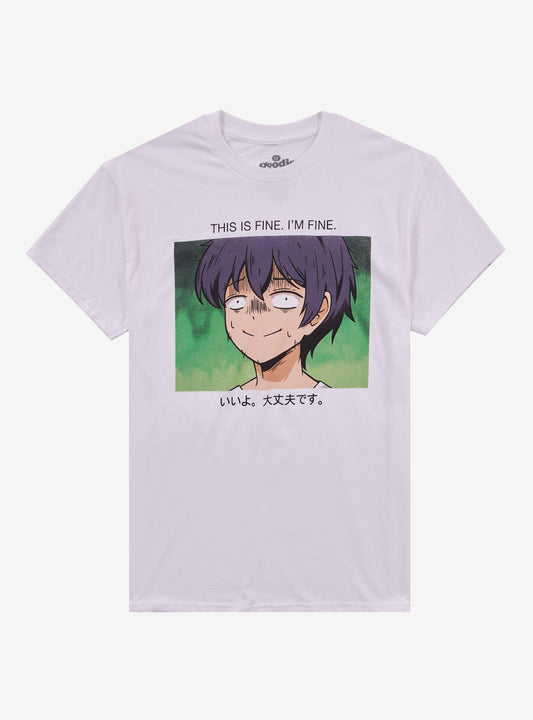 This Is Fine Anime Portrait T-Shirt By Goodie Two Sleeves