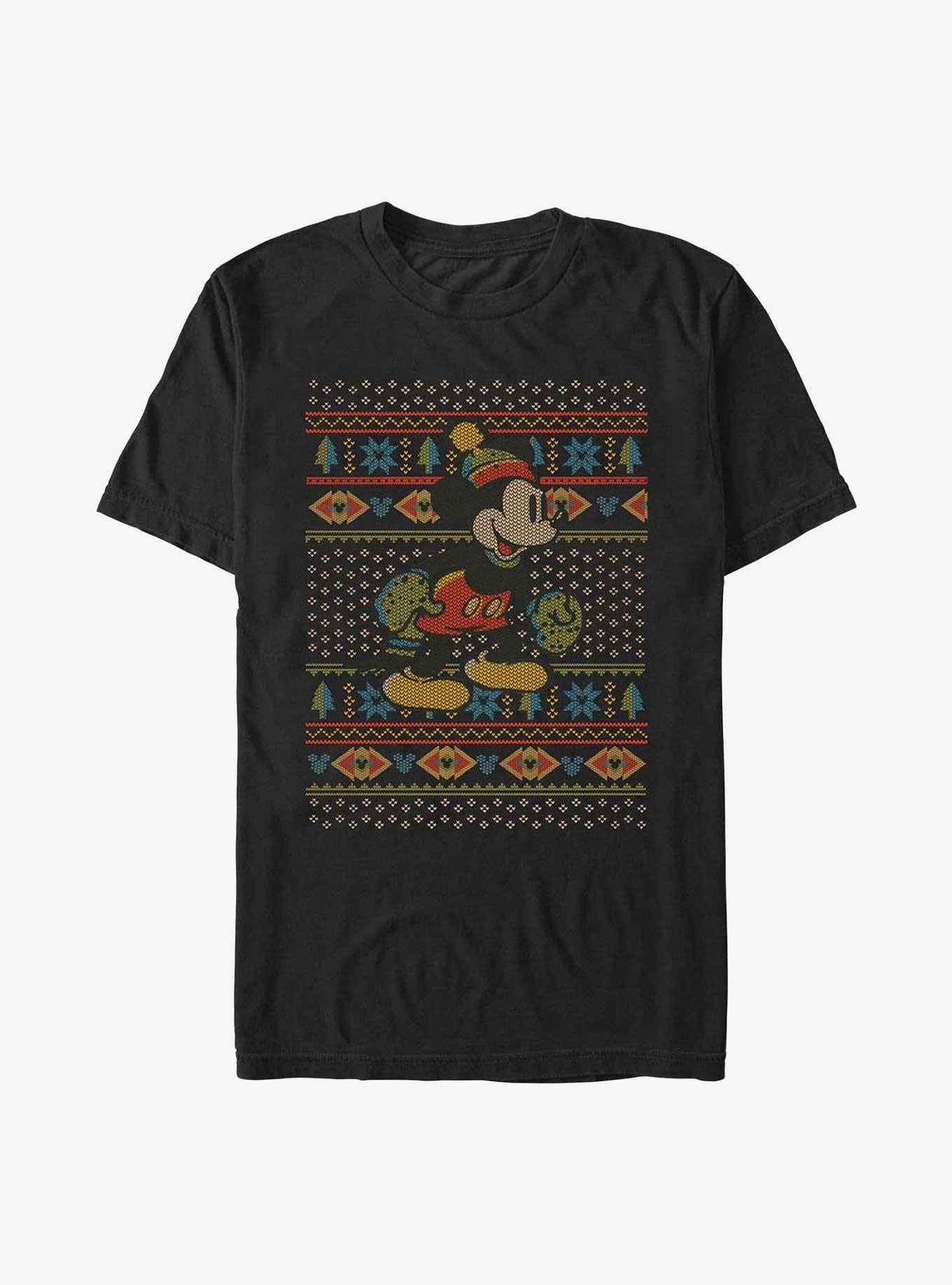 Disney Mickey Mouse Vintage Ugly Christmas Sweater T-shirt | Trendy Graphic Tee | Casual Unisex T-shirt
