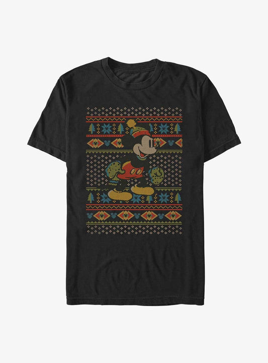 Disney Mickey Mouse Vintage Ugly Christmas Sweater T-shirt | Trendy Graphic Tee | Casual Unisex T-shirt