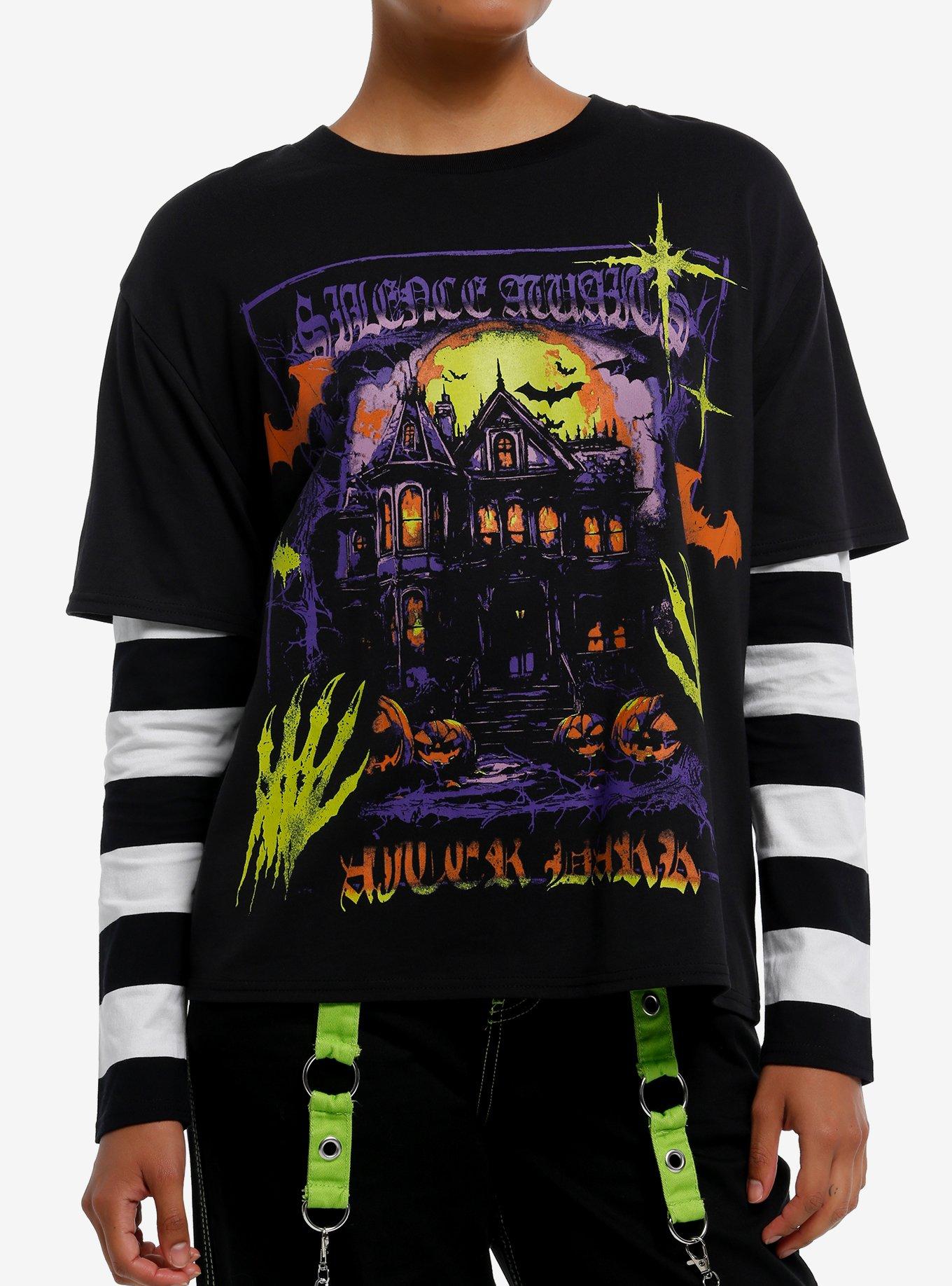 Haunted House Stripe Girls Twofer Long-Sleeve T-Shirt