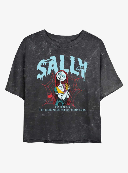 Disney The Nightmare Before Christmas Sally Girls Mineral Wash Crop TShirt T-Shirt | Cute Festive Style | Top Pick For Gifting