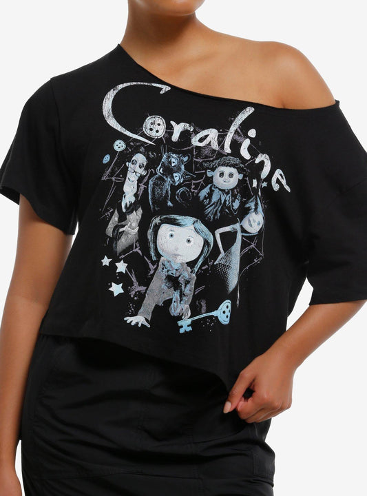 Coraline Jumbo Print OffShoulder Girls TShirt Graphic Tee | Graphic Tee | Unisex Shirt | Premium Quality Apparel