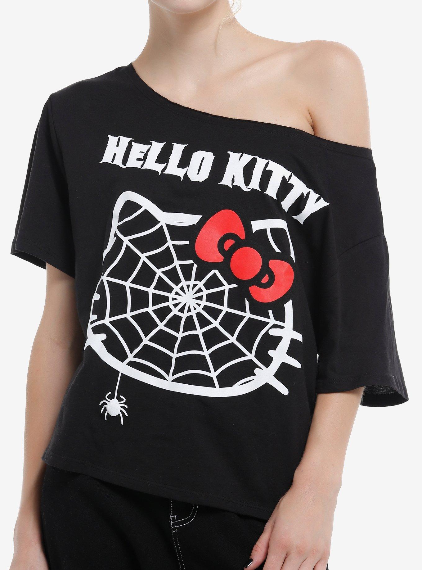 Hello Kitty Spiderweb OffShoulder Girls TShirt Graphic Tee | Graphic Tee | Unisex Shirt | Best-Selling Design