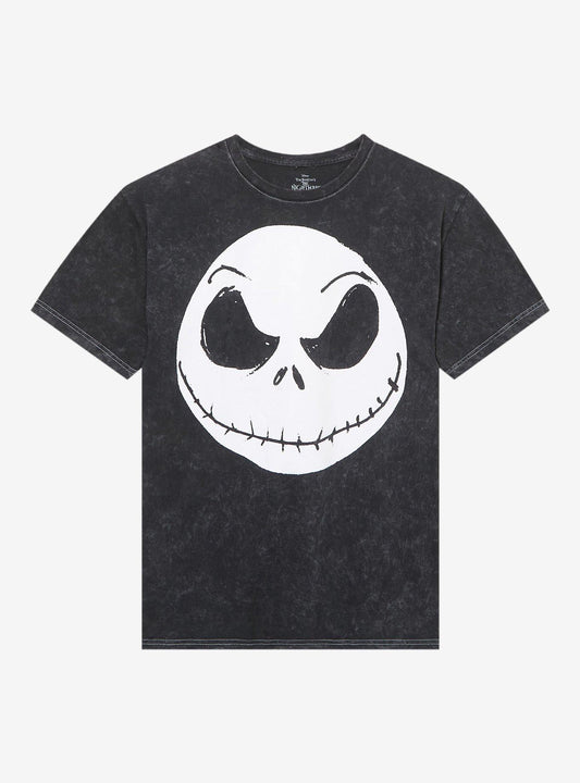 The Nightmare Before Christmas Jack Face Mineral Wash TShirt Graphic Tee | Graphic Tee | Unisex Shirt | High-Quality Print