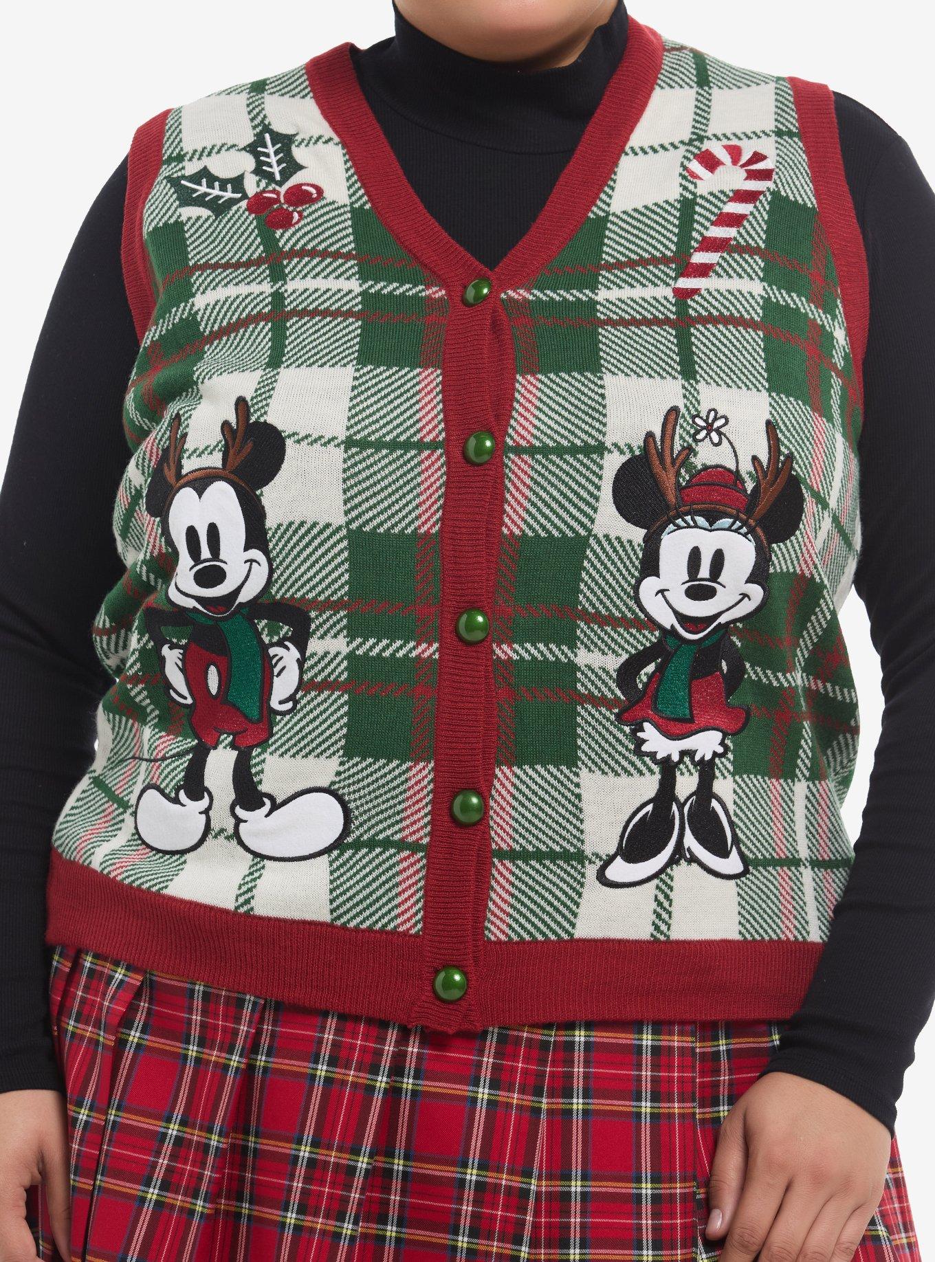 Her Universe Disney Mickey Mouse Minnie Mouse Holiday Icons Girls Sweater Vest Plus Size T-Shirt – Top Trending Graphic | Perfect for Daily Wear