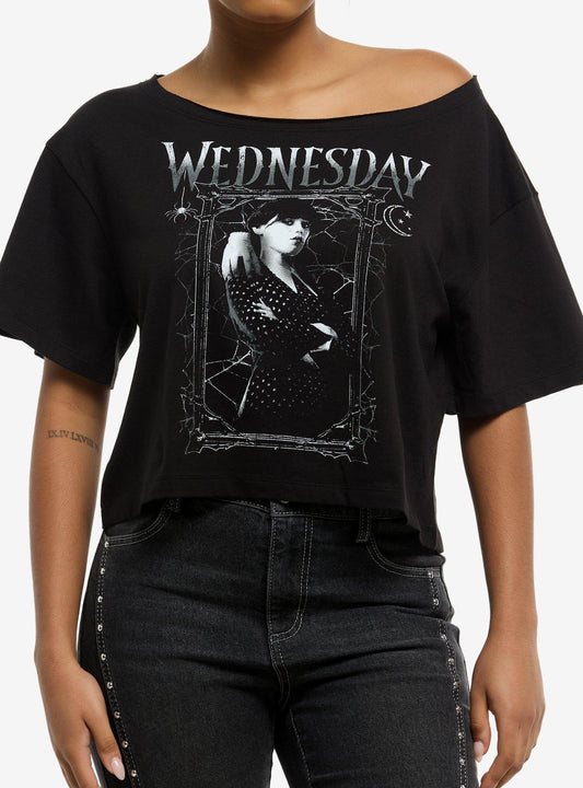 Wednesday Thing Portrait OffShoulder Girls TShirt Graphic Tee | Graphic Tee | Unisex Shirt | High-Quality Print