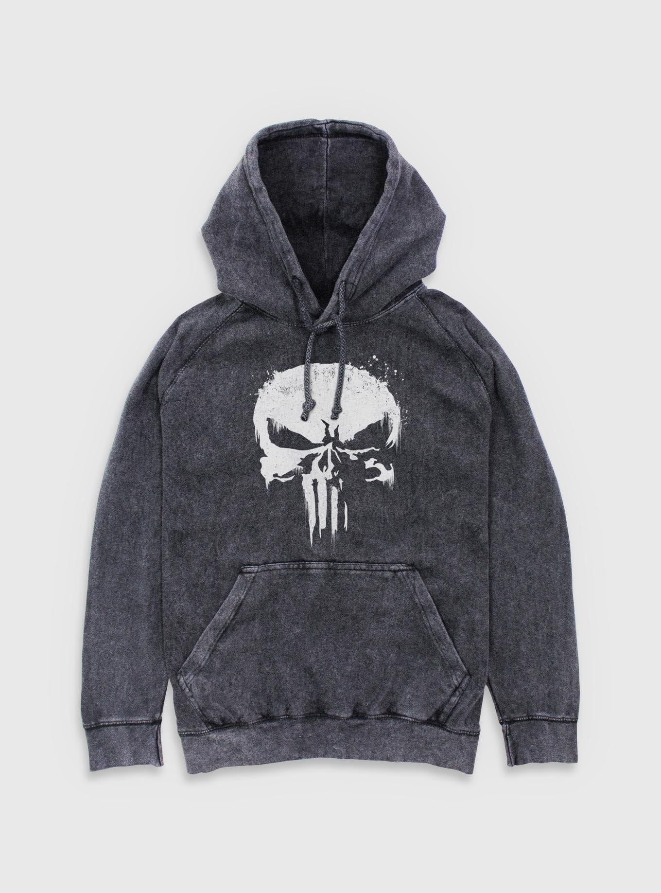 Marvel Punisher Skull Whiteout Mineral Wash Hoodie