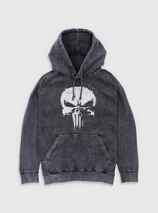 Marvel Punisher Skull Whiteout Mineral Wash Hoodie