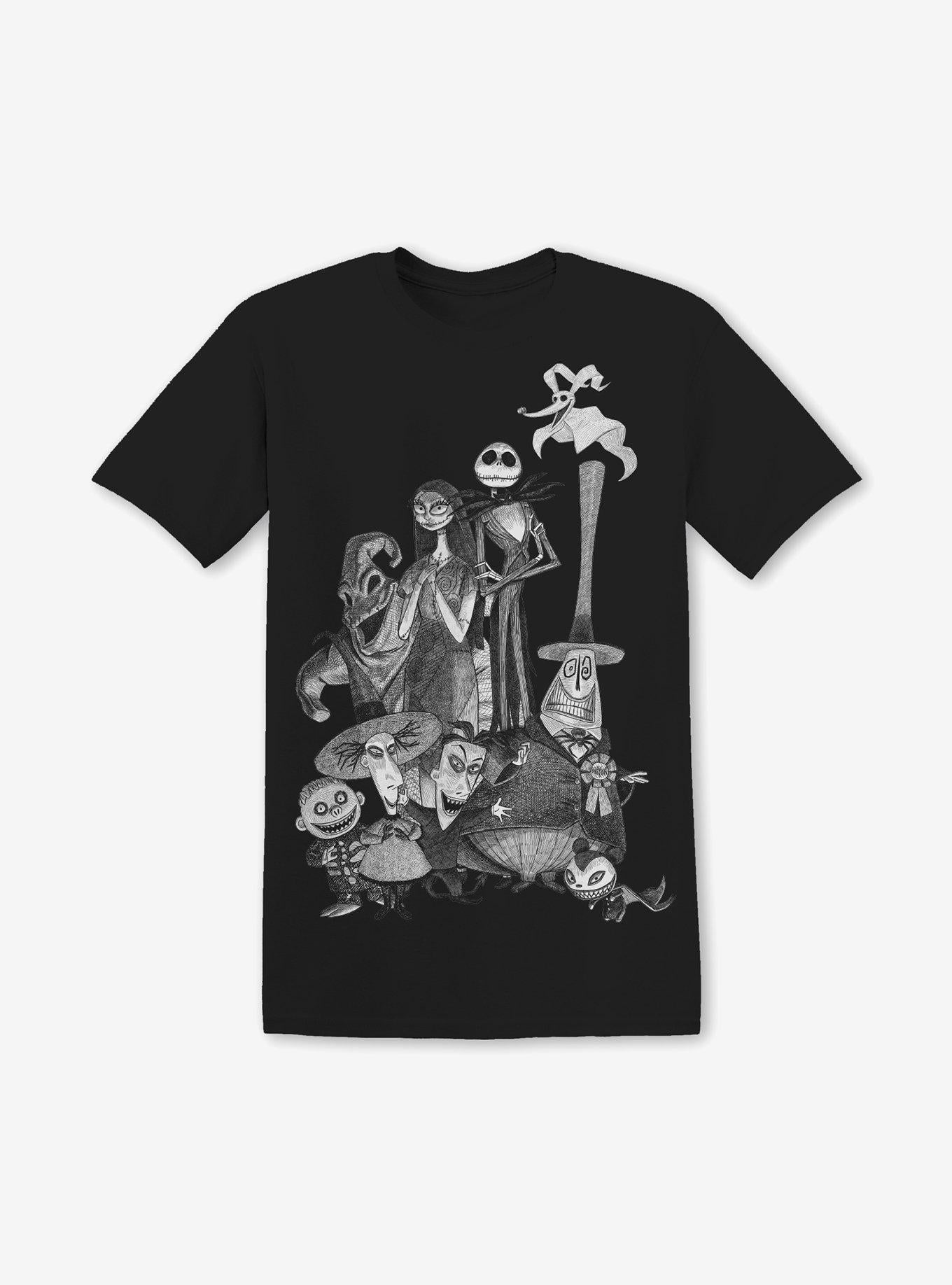The Nightmare Before Christmas Monochrome Group TShirt Graphic Tee | Graphic Tee | Unisex Shirt | Top Trending Fashion