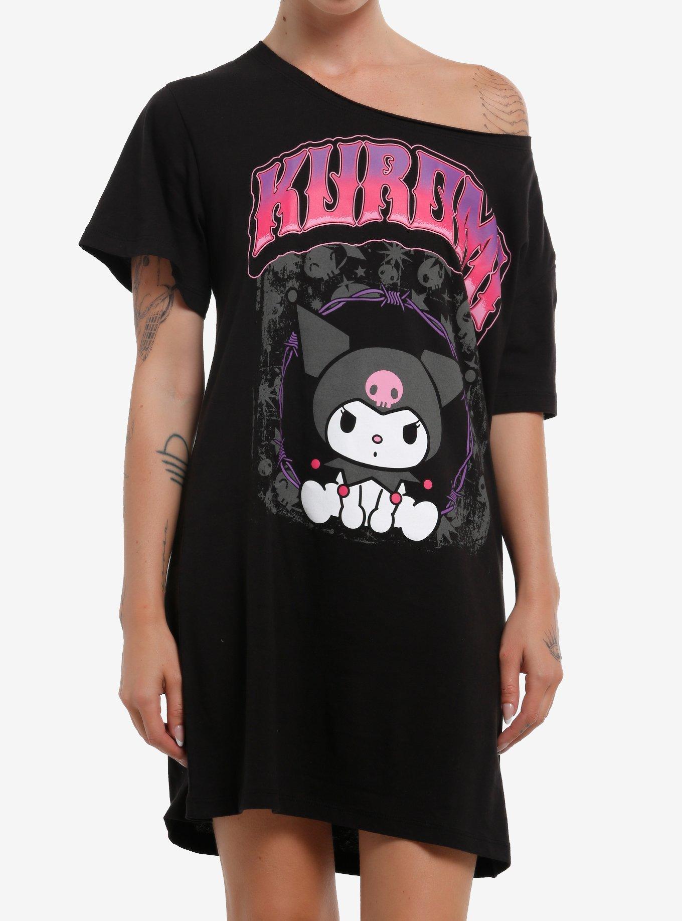 Kuromi Off-The-Shoulder T-Shirt Dress