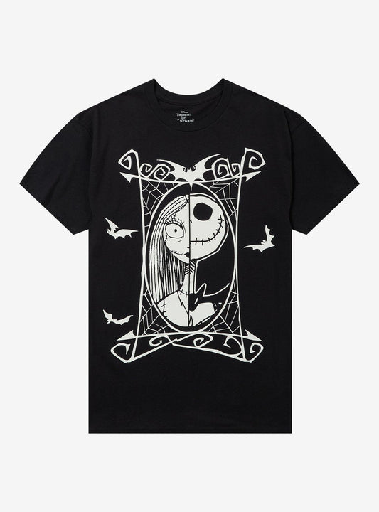 The Nightmare Before Christmas Jack Sally Split Portrait TShirt Graphic Tee | Graphic Tee | Unisex Shirt | High-Quality Print