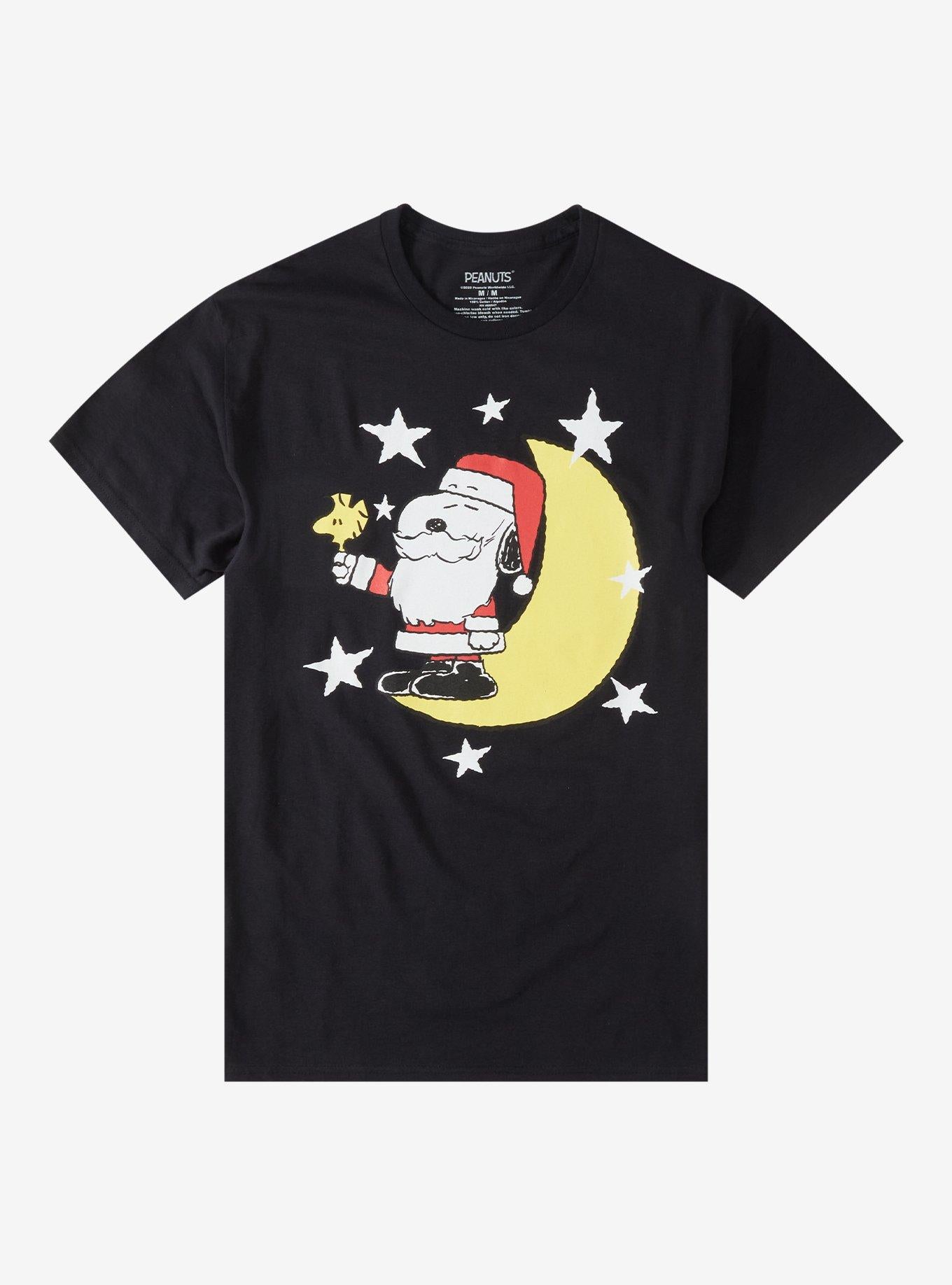 Peanuts Santa Snoopy Night Sky TShirt Graphic Tee | Graphic Tee | Unisex Shirt | High-Quality Print