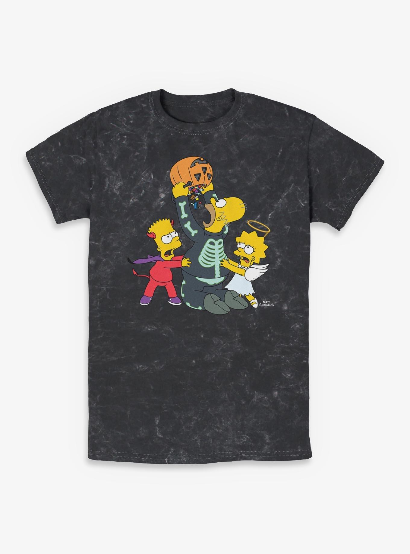 The Simpsons Halloween Candy Fight Mineral Wash T-Shirt