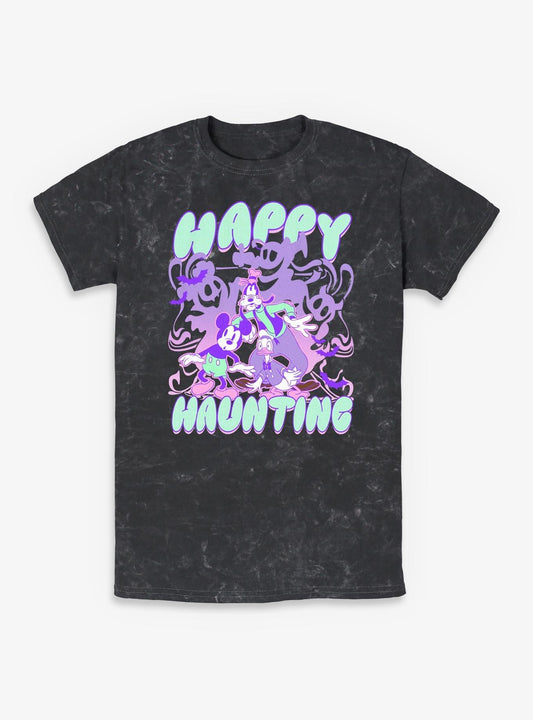 Disney Mickey Mouse Happy Haunting Spooky Ghost Mineral Wash T-Shirt