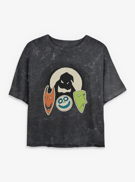 Disney The Nightmare Before Christmas Oogie Boogie And Friends Girls Mineral Wash Crop TShirt T-Shirt | High-Quality Print | Trending Festive Apparel