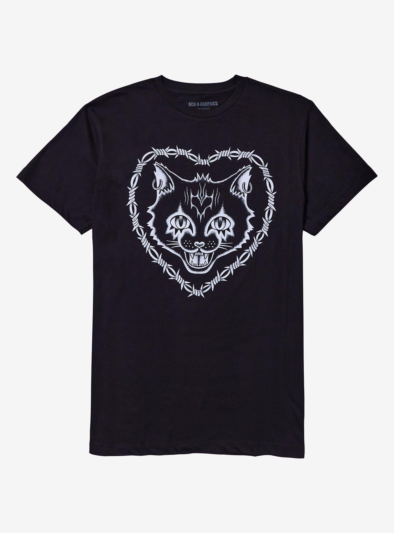 Cat Barbed Wire Heart Tattoo TShirt Graphic Tee | Graphic Tee | Unisex Shirt | Best-Selling Design