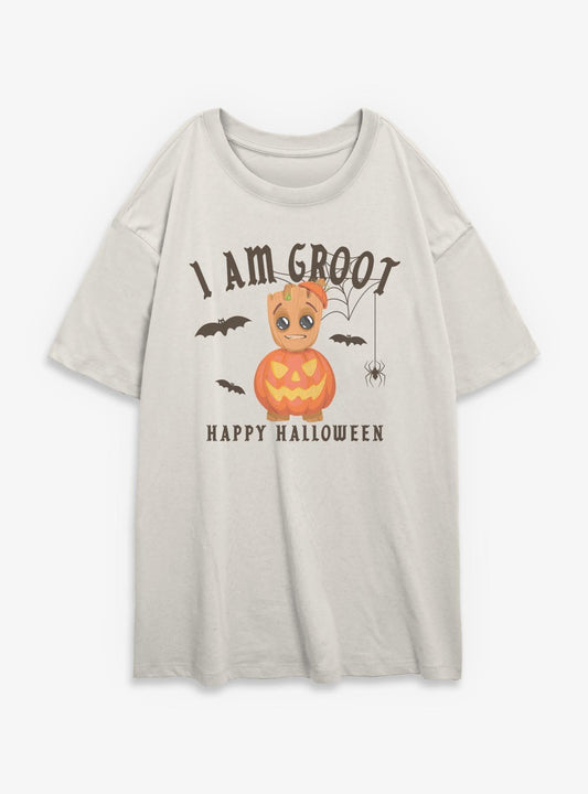 Marvel I Am Groot Halloween Pumpkin Girls Oversized T-Shirt