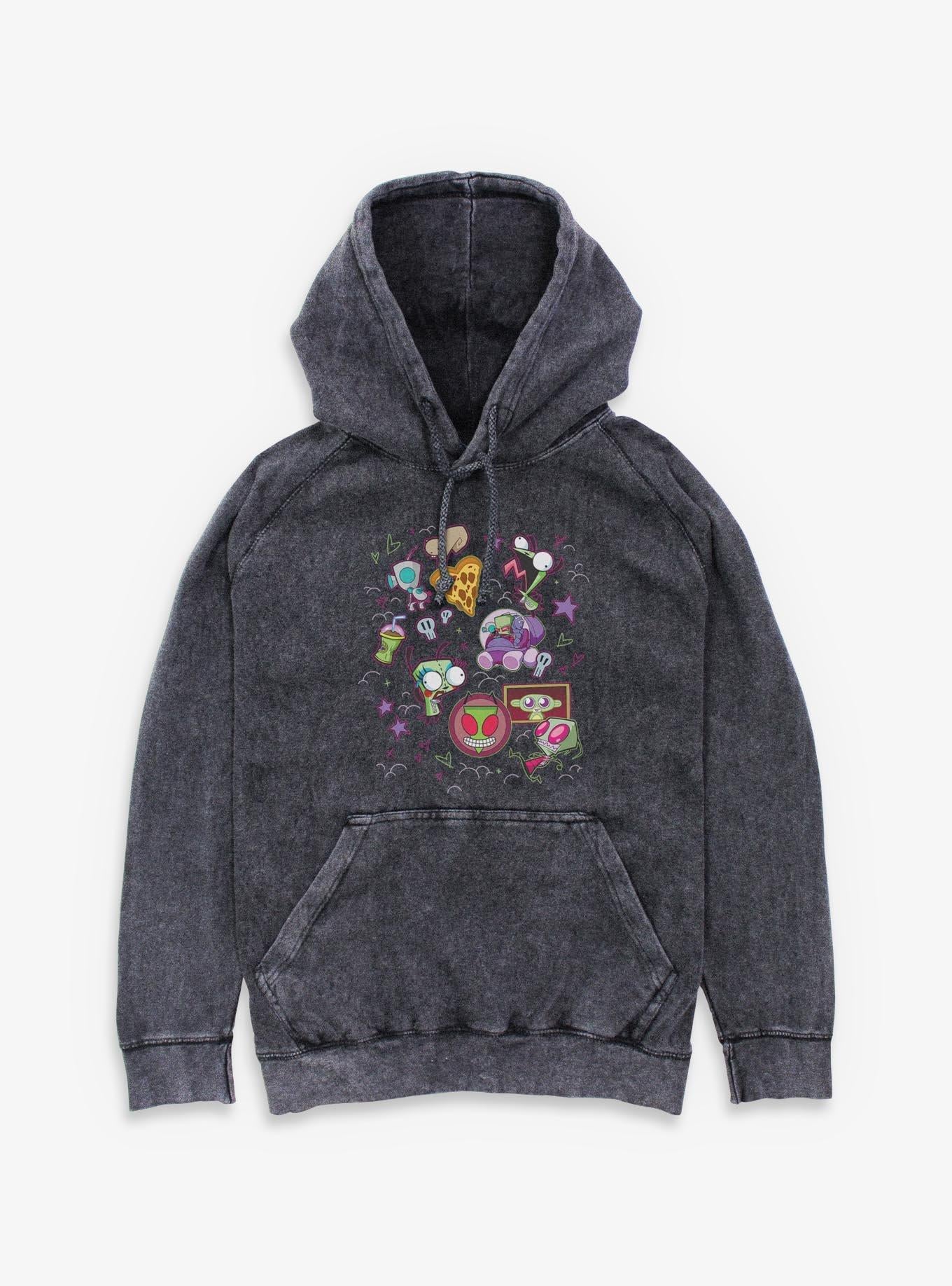 Invader ZIM Stickers Mineral Wash Hoodie
