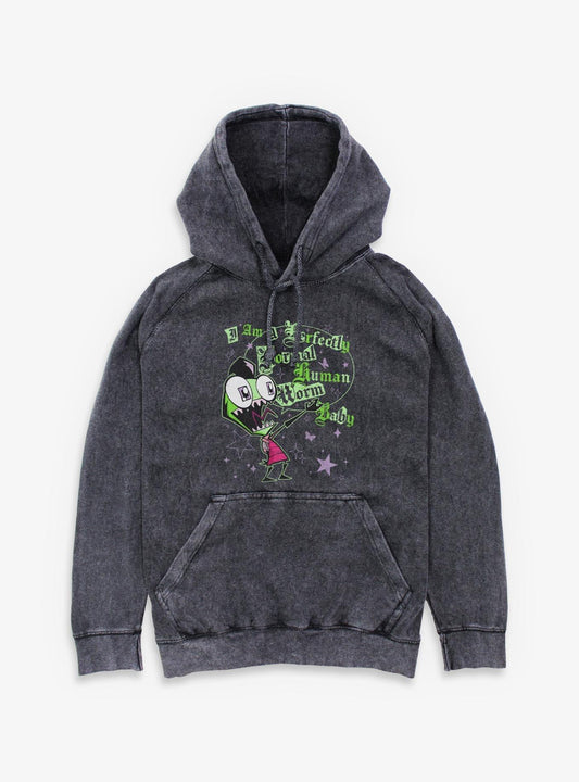 Invader ZIM Human Baby Worm Mineral Wash Hoodie