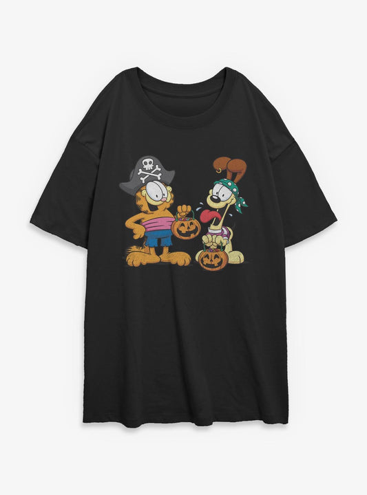 Garfield And Odie Pirate Halloween Costumes Girls Oversized T-Shirt