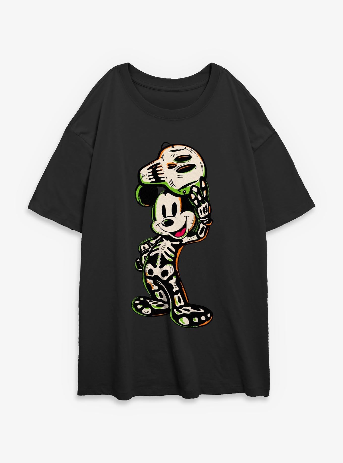 Disney Mickey Mouse Halloween Skeleton Girls Oversized T-Shirt