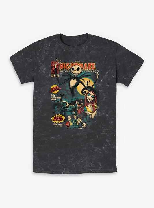 Disney The Nightmare Before Christmas Comic Cover Mineral Wash TShirt T-Shirt | Top Trending Graphic | Top Pick For Gifting