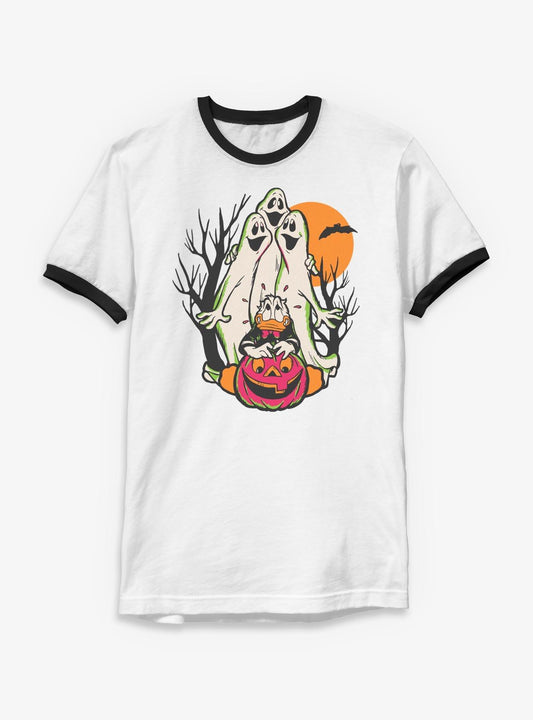 Disney Donald Duck Halloween Spooky Ghosts Ringer T-Shirt