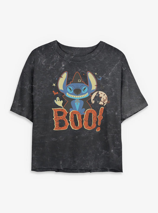 Disney Lilo & Stitch Halloween Witch Costume Girls Mineral Wash Crop T-Shirt