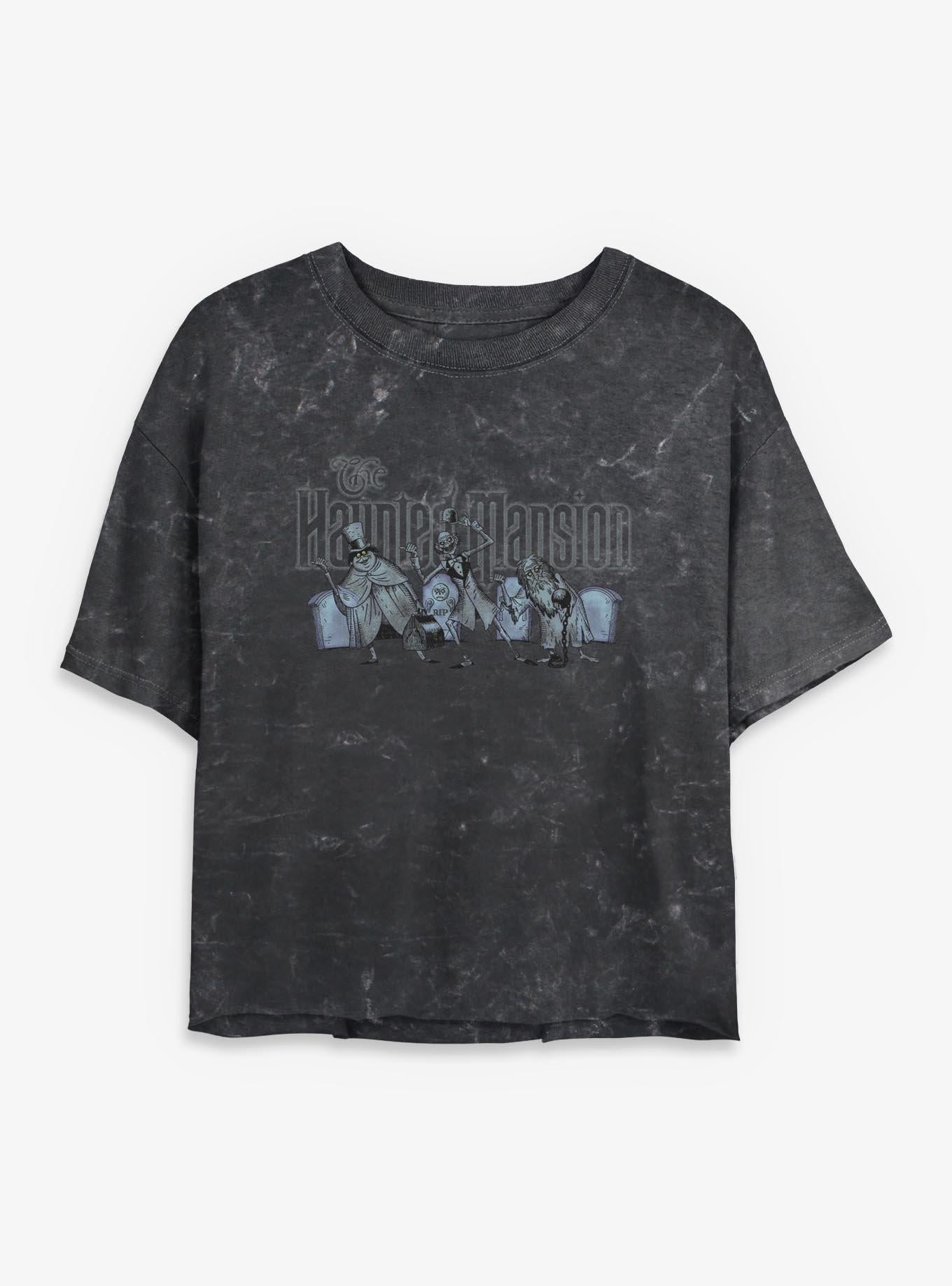 Disney The Haunted Mansion Spooky Hitchhiking Ghost Girls Mineral Wash Crop T-Shirt