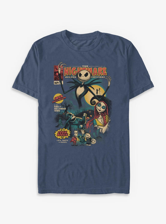 Disney The Nightmare Before Christmas Comic Cover Garment Dye TShirt T-Shirt | Vintage Christmas Look | Great For Christmas Season