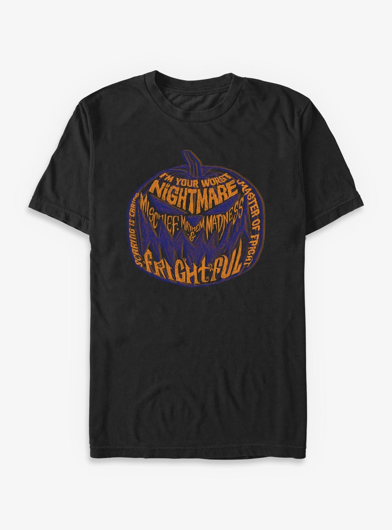 Disney The Nightmare Before Christmas Pumpkin Text TShirt T-Shirt | Seasonal Must-Have | Top Pick For Gifting