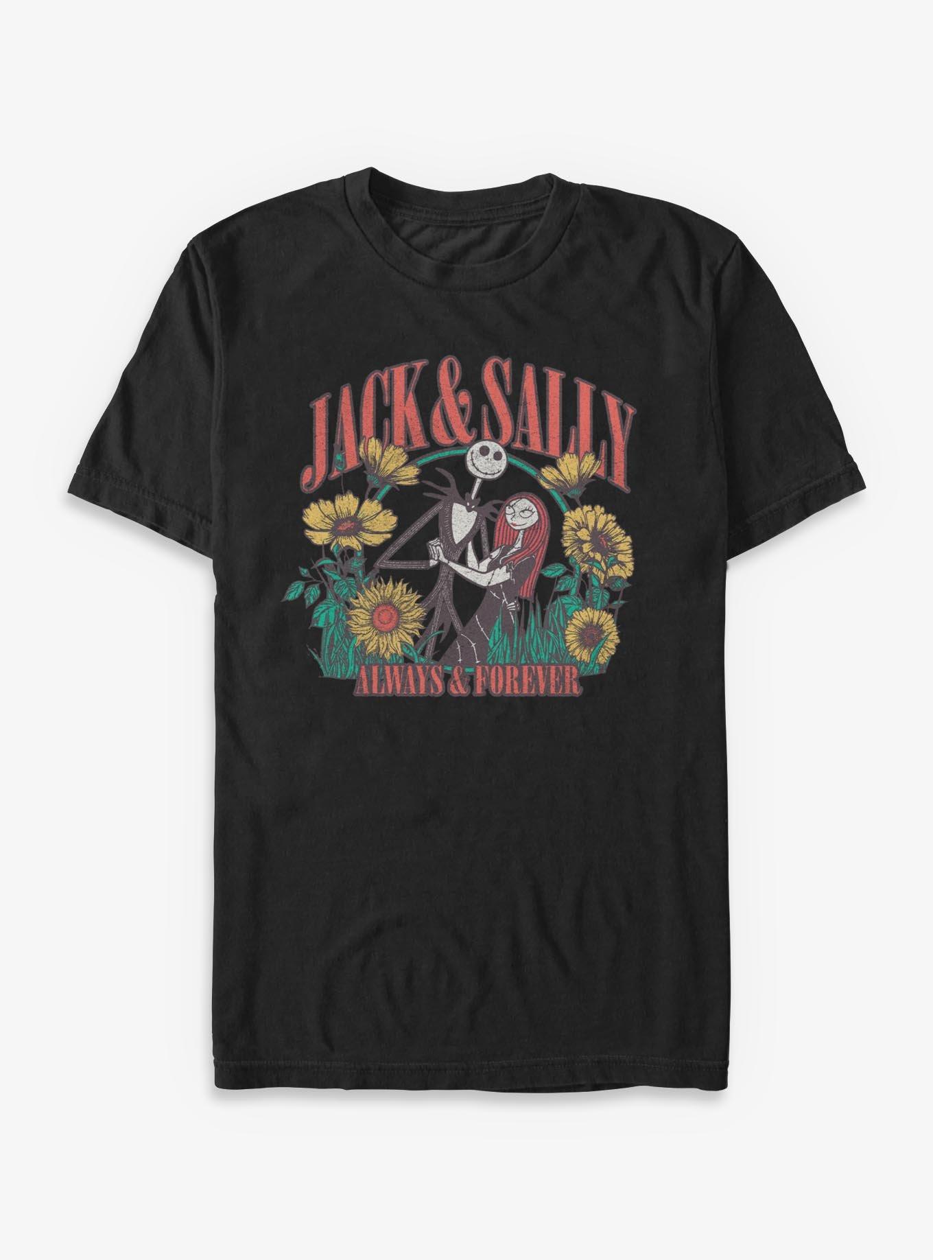 Disney The Nightmare Before Christmas Jack And Sally Floral TShirt T-Shirt | Best-Selling Design | Great For Christmas Season