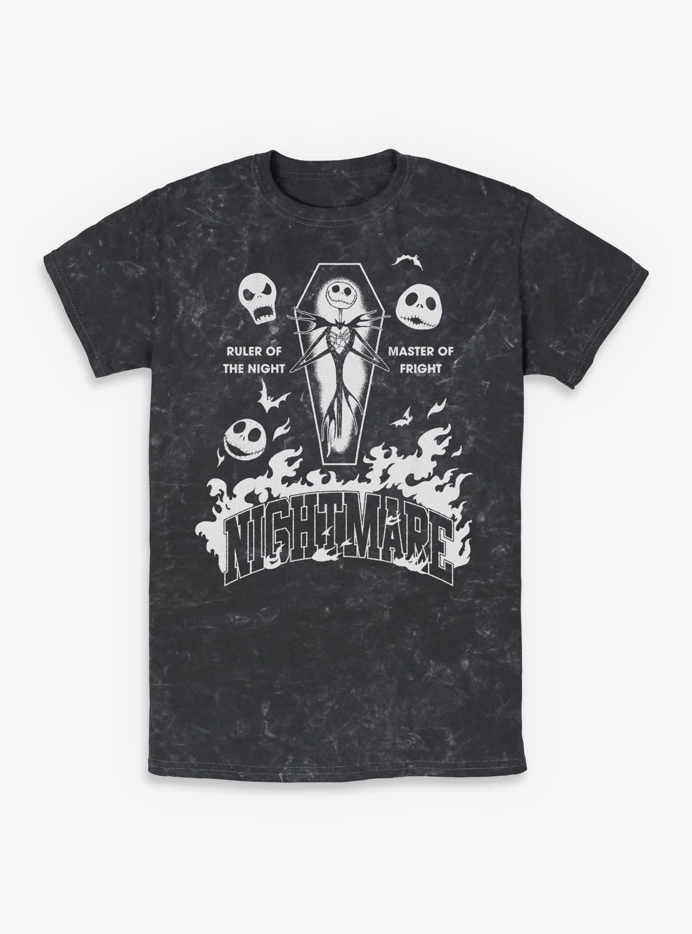 Disney The Nightmare Before Christmas Jack Ruler Of The Night Mineral Wash TShirt T-Shirt | Seasonal Must-Have | Great For Christmas Season