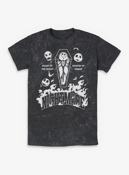 Disney The Nightmare Before Christmas Jack Ruler Of The Night Mineral Wash TShirt T-Shirt | Seasonal Must-Have | Great For Christmas Season