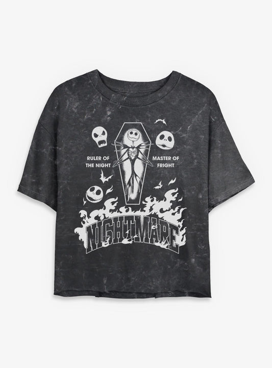 Disney The Nightmare Before Christmas Jack Ruler Of The Night Girls Mineral Wash Crop TShirt T-Shirt | Holiday Edition | Limited Christmas Style