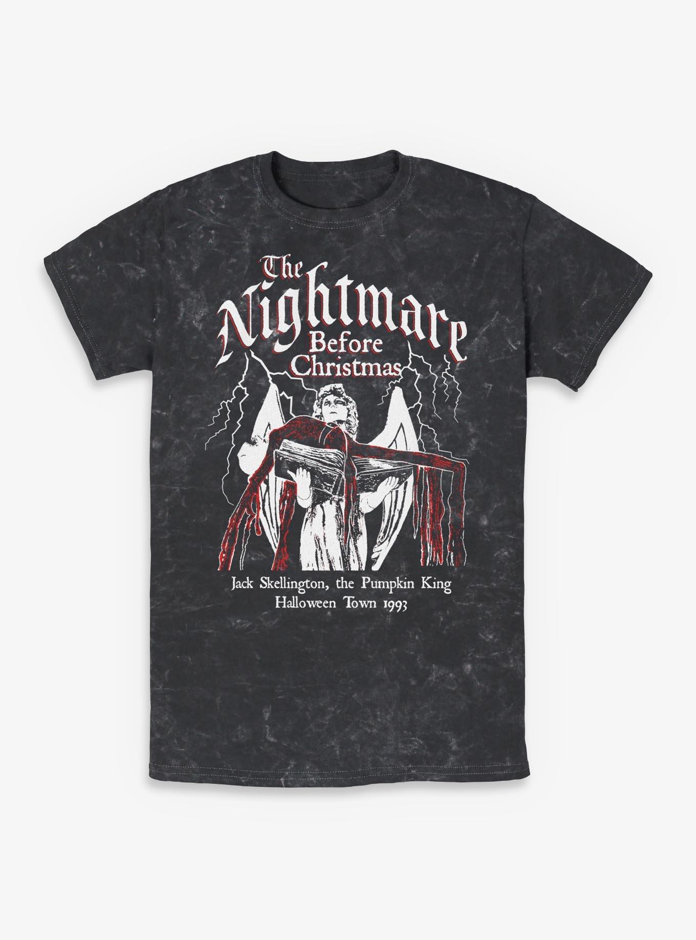 Disney The Nightmare Before Christmas Jack On Angel Statue Mineral Wash TShirt T-Shirt | High-Quality Print | Great For Christmas Season