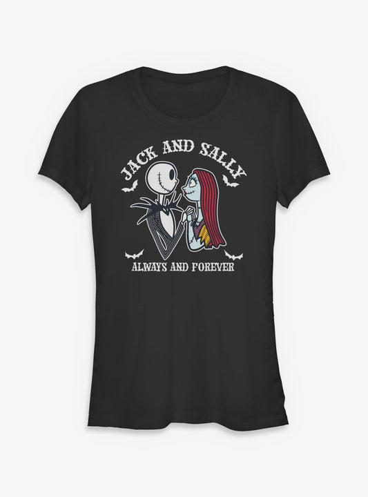 Disney The Nightmare Before Christmas Jack And Sally Forever Girls TShirt T-Shirt | Cute Festive Style | Trending Festive Apparel