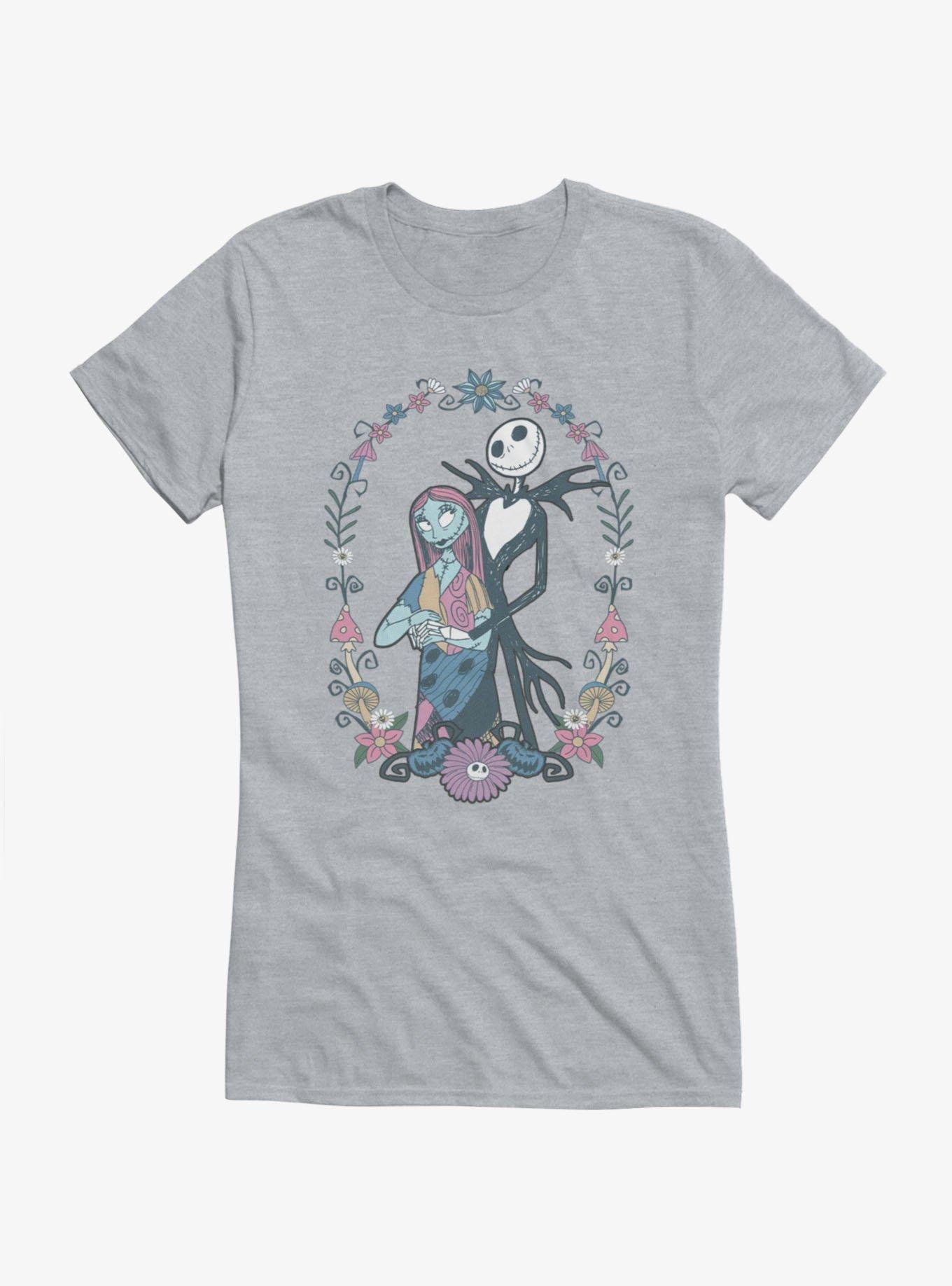 Disney The Nightmare Before Christmas Jack and Sally Flowers Girls TShirt Hot Topic Exclusive T-Shirt | Seasonal Must-Have | Perfect For Daily Wear