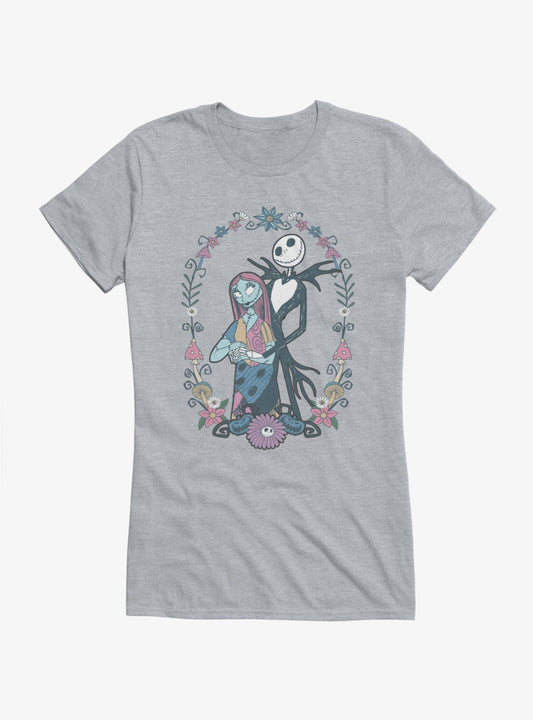 Disney The Nightmare Before Christmas Jack and Sally Flowers Girls TShirt Hot Topic Exclusive T-Shirt | Seasonal Must-Have | Perfect For Daily Wear