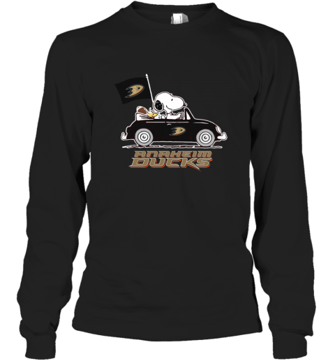 The Snoopy And Woodstock Ride The Aheim Ducks Car Long Sleeve T Shirt