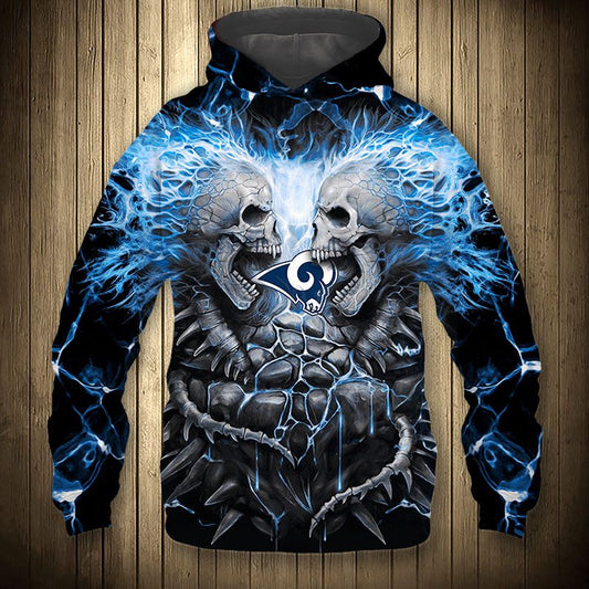 3D Nfl Printed Electric Los Angeles Rams Skull Halloween Hoodie