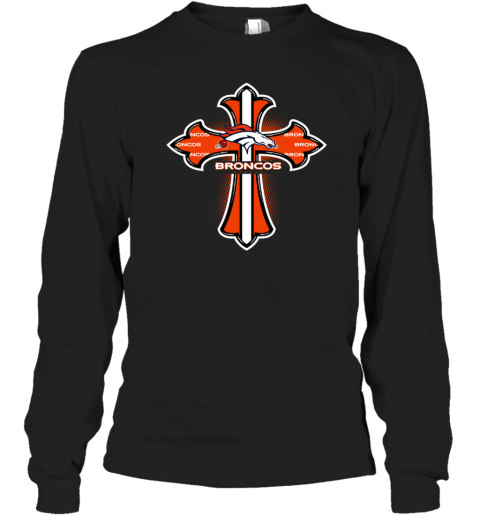 The Orange Crusader Cross Denver Broncos Long Sleeve T Shirt