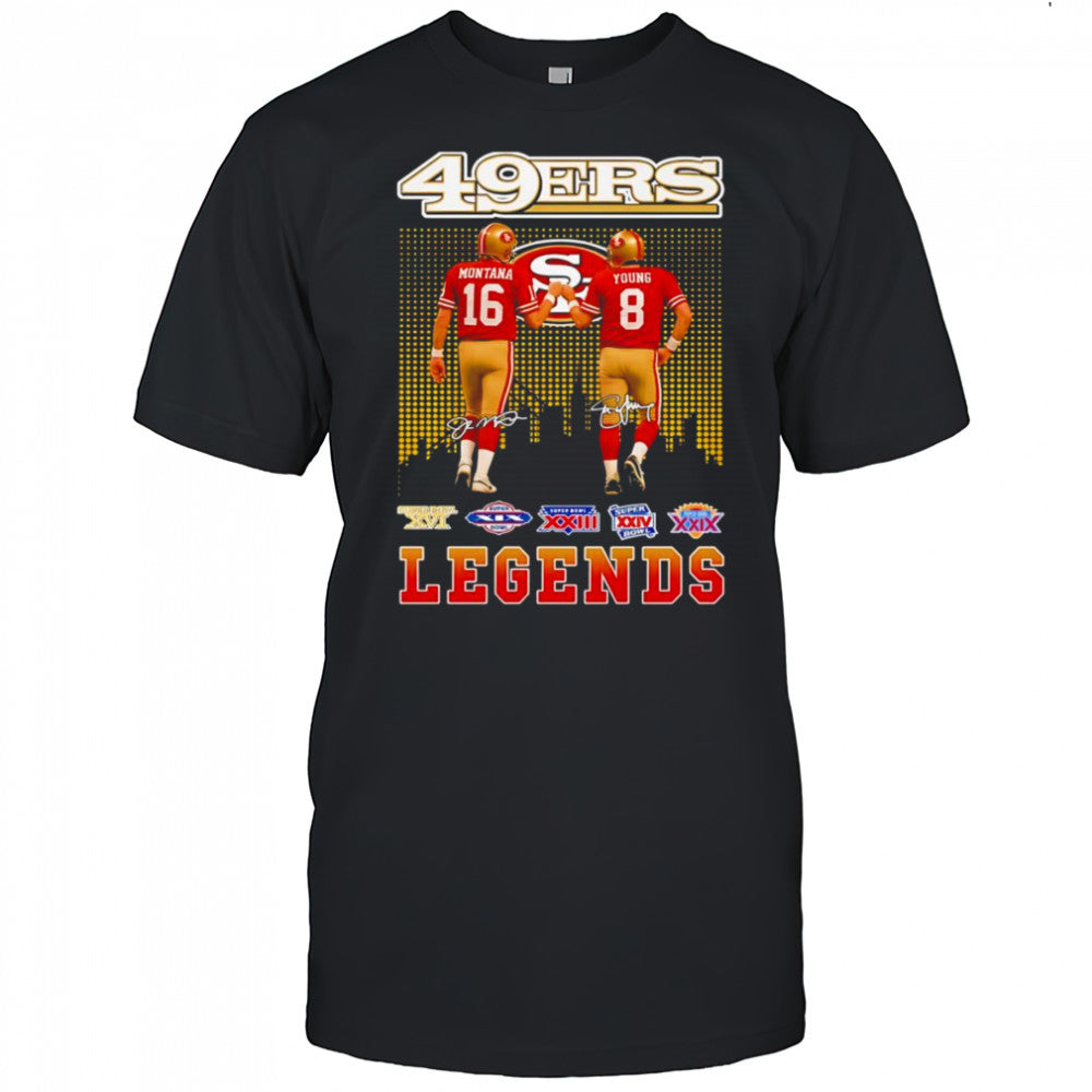 49ers Montana and Young Legends signatures shirt
