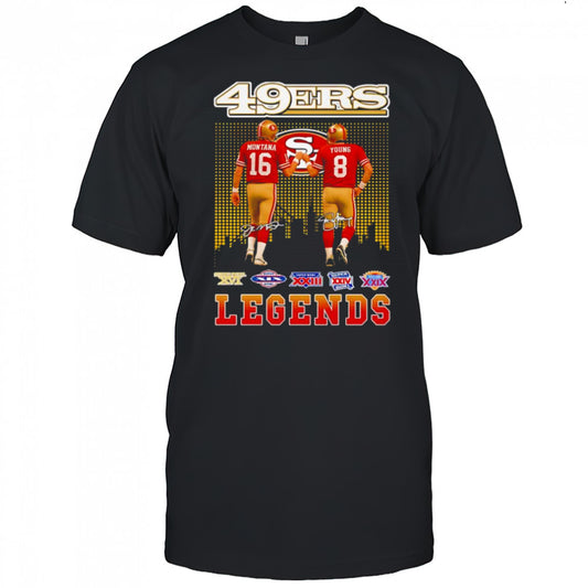 49ers Montana and Young Legends signatures shirt