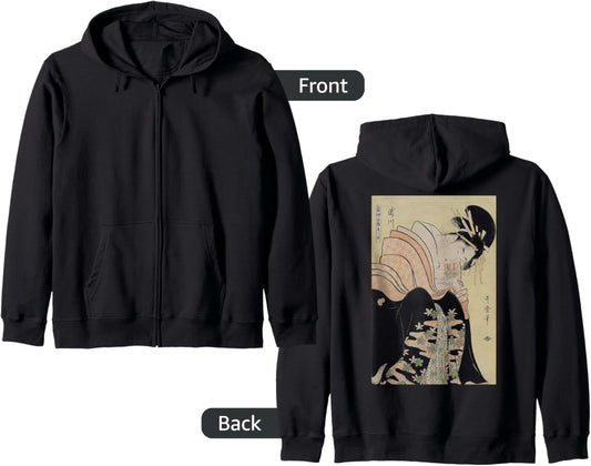 Japanese Retro Artwork Takigawa from the Tea House Art Zip Hoodie