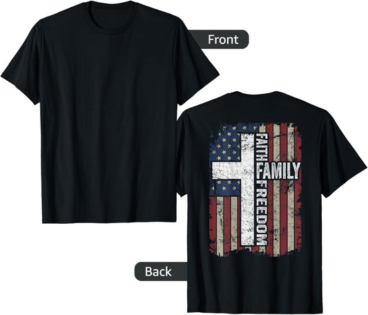 Faith Family Freedom Christian Vintage Usa Flag On Back