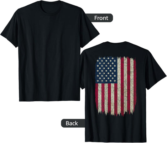 American Flag Vintage Distressed Design On Back Usa Gift