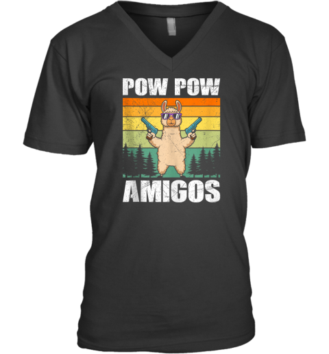 Alpaca Pow Pow Amigos Retro Lama Funny Alpacas V Neck T Shirt